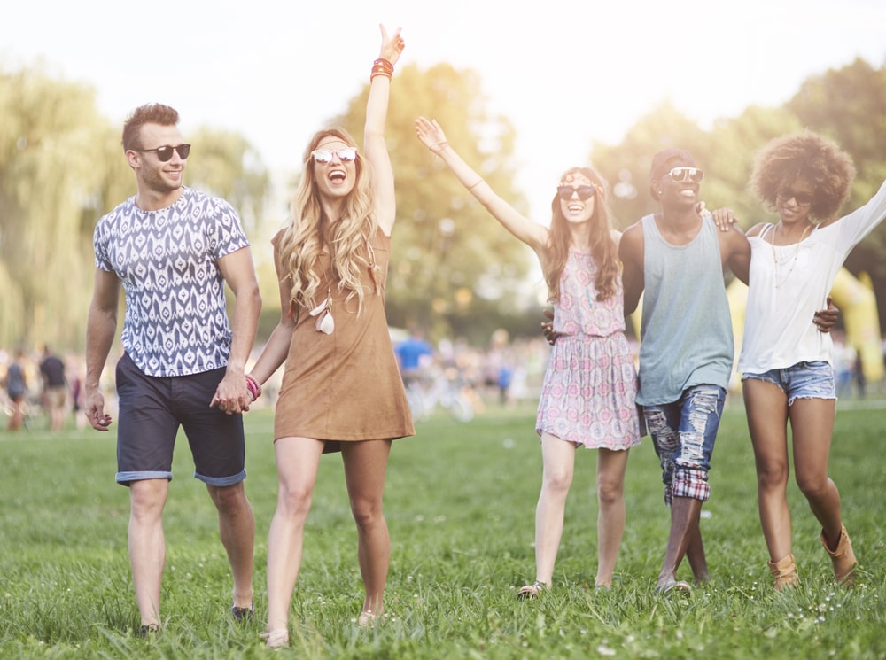 friends having fun coachella